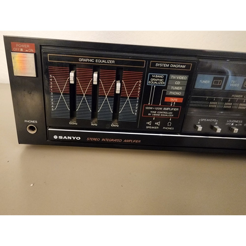 Sanyo JA 687 Stereo Integrated Amplifier Vintage Black Graphic EQ Made in Japan